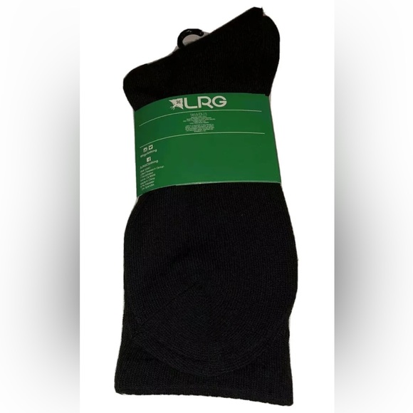 LRG Lifted Research Group Crew Socks 1 Pair Men 6.5-12 Black w/ Green Logo NEW! - Picture 3 of 10